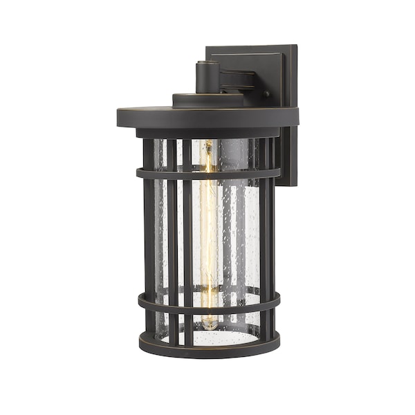 Jordan 1 Light Outdoor Wall Sconce, Oil Rubbed Bronze And Clear Seedy